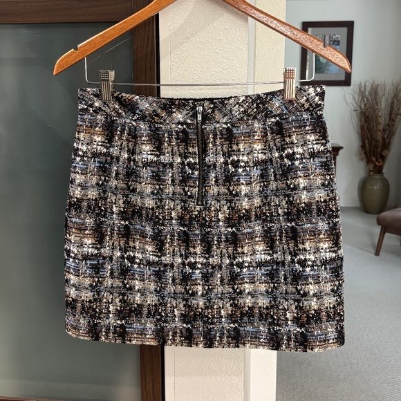 J Crew Gilded Tweed Mini Skirt - Blue/Black/White Size 4 - Picture 3 of 10